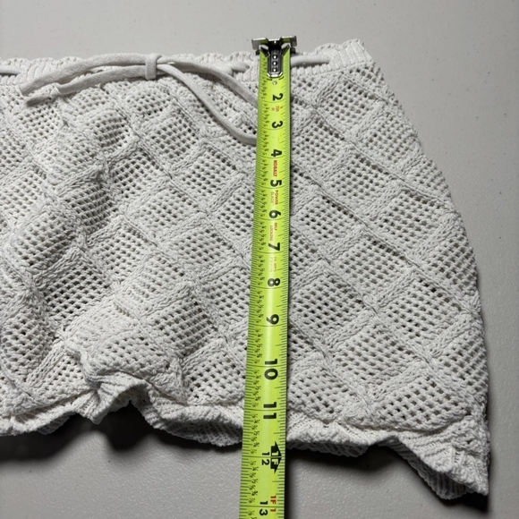 Witty Fox Low Rise White and Cream Crochet Mini Cover Up Skirt - Picture 6 of 6